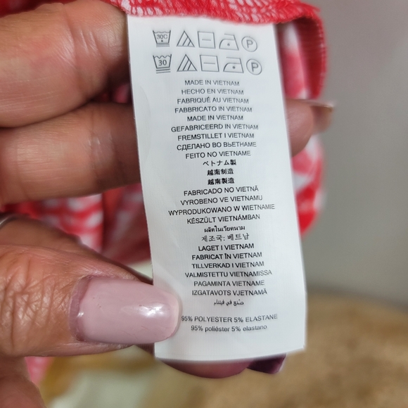 MICHAEL KORS CORAL & WHITE CHAIN NECK SLEEVELESS  STRETCH DRESS SZ: M - Picture 3 of 16